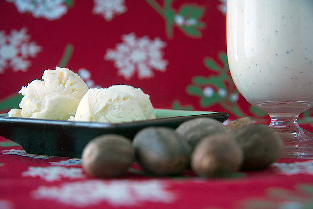 Homemade eggnog ice cream with a hint of nutmeg -- The Messy Baker.com