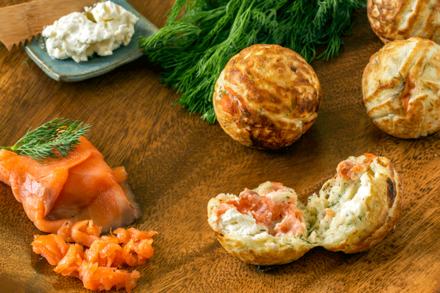 Mini Waffles with Lox and Cream Cheese for a Brunch Party