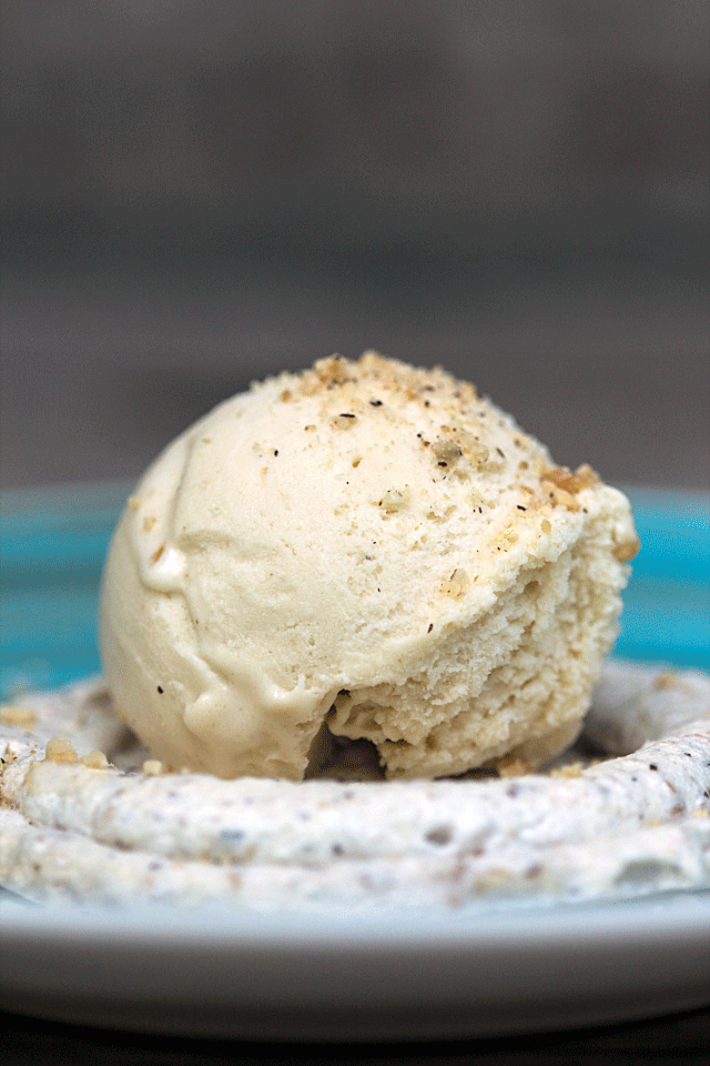 A single scoop of hazelnut gelato- TheMessyBaker.com