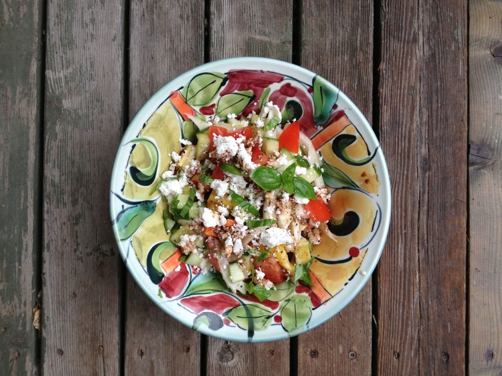 Vegetable Salad featuring English Cucumbers and Greenhouse Vegetables - TheMessyBaker