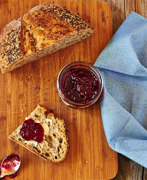 Perectly set Raspberry Currant Jam made with frozen fruit  - TheMessyBaker.com