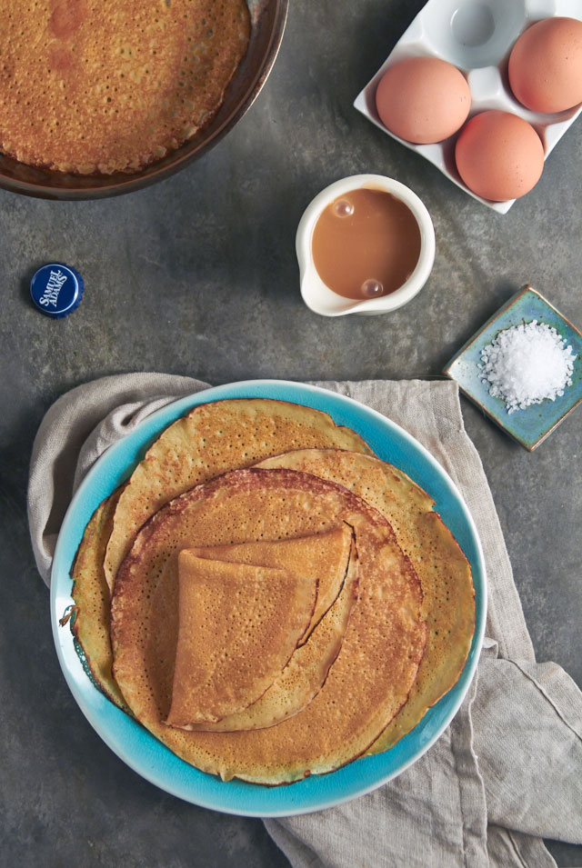 Beer Batter Crepes with Beer Caramel Sauce by The Messy Baker.com