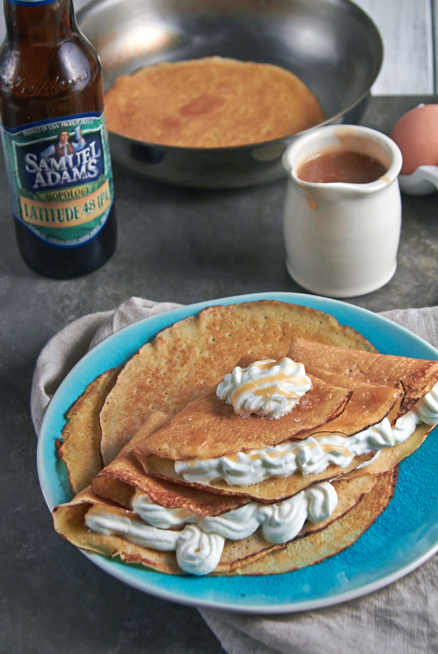 Beer Batter Orange Crepes with Beer Caramel Sauce