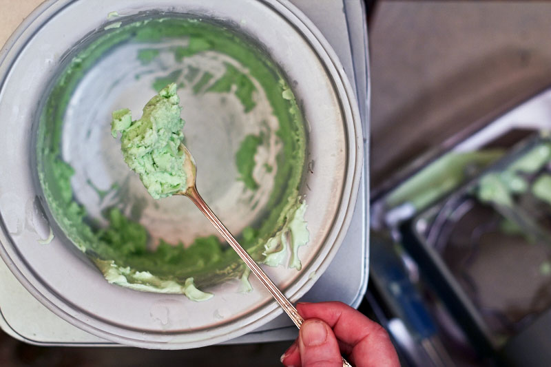 Freshly churned Chocolate Mint Ice Cream by The Messy Baker