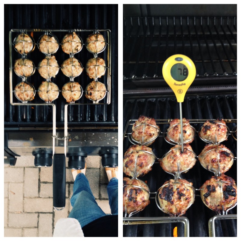 Cooking Italian Turkey Meatballs on the grill