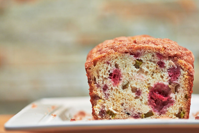 Rhubarb-Raspberry Loaf by The Messy Baker