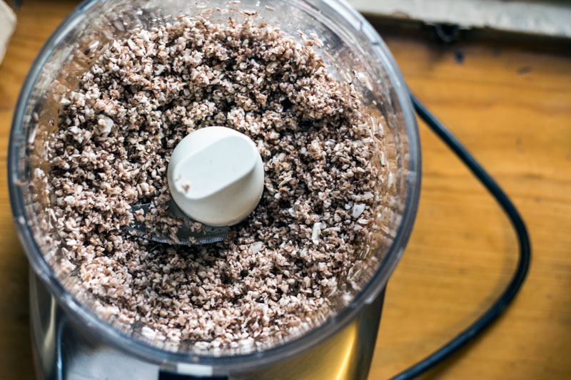 Minced mushrooms to the texture of couscous for blending with beef by The Messy Baker.