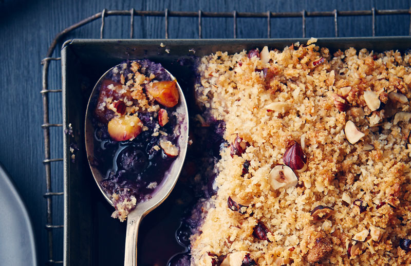 Extra-Crispy Peach and Blueberry Crisp by The Messy Baker. 