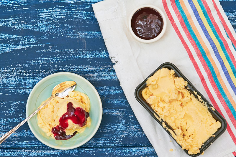 Apricot Sherbet with Black Currant Sauce by The Messy Baker