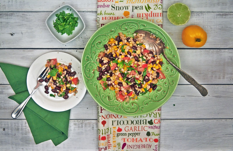 Black Bean, Corn & Barley Salad by The Messy Baker