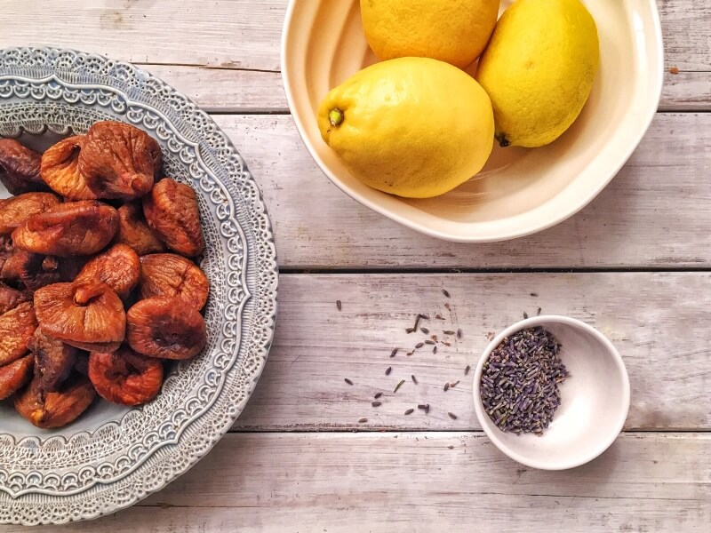 Key Ingredients for Lemon, Fig and Lavender Marmalade