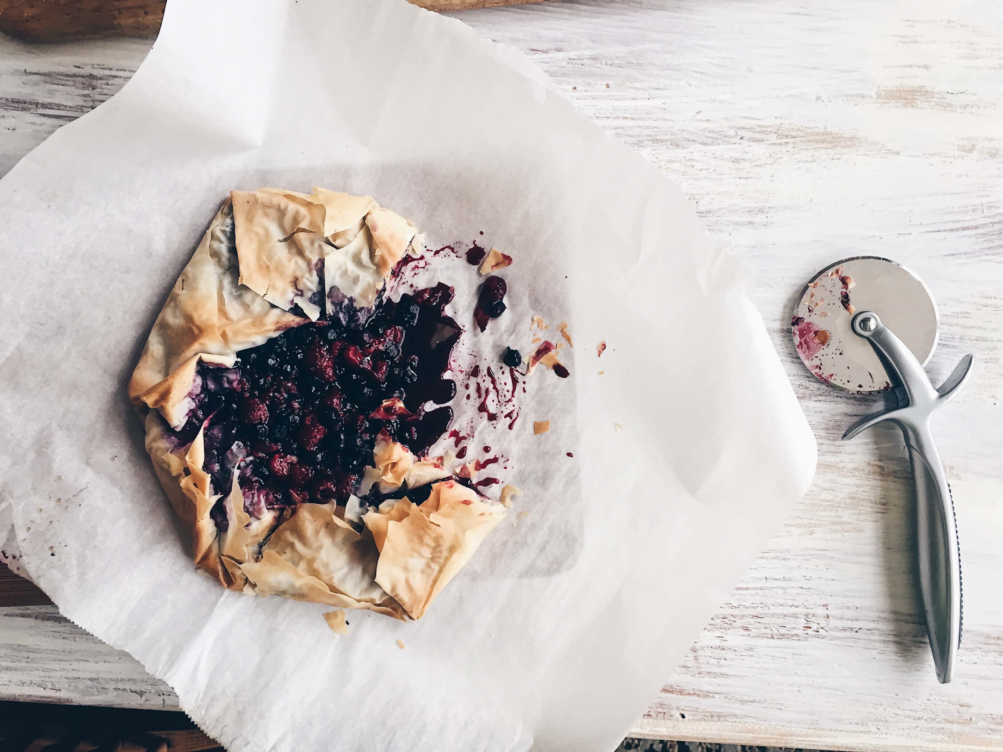 Mixed Berry Phyllo Galetter - first cut. By The Messy Baker