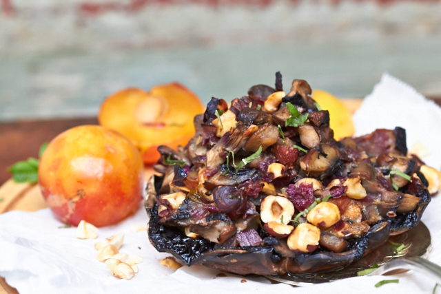 Stuffed Mushrooms with Plums and Hazelnuts — TheMessyBaker