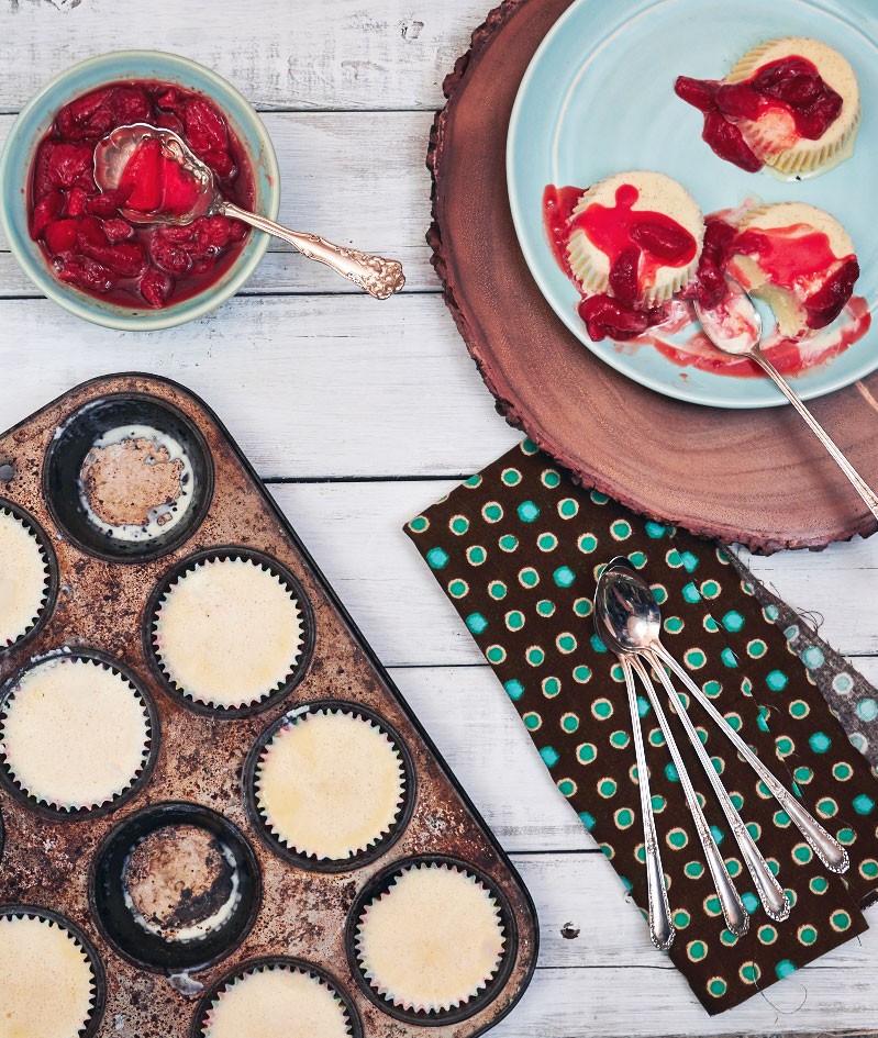 Muffin-cup Smoked Sugar Ice Cream with Roasted Strawberries