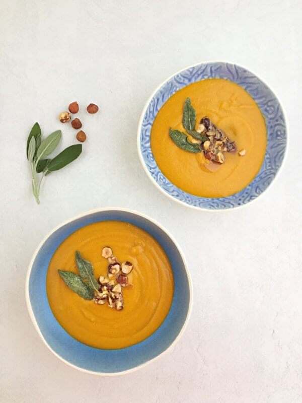 Roasted Squash Soup with Sage and Hazelnut